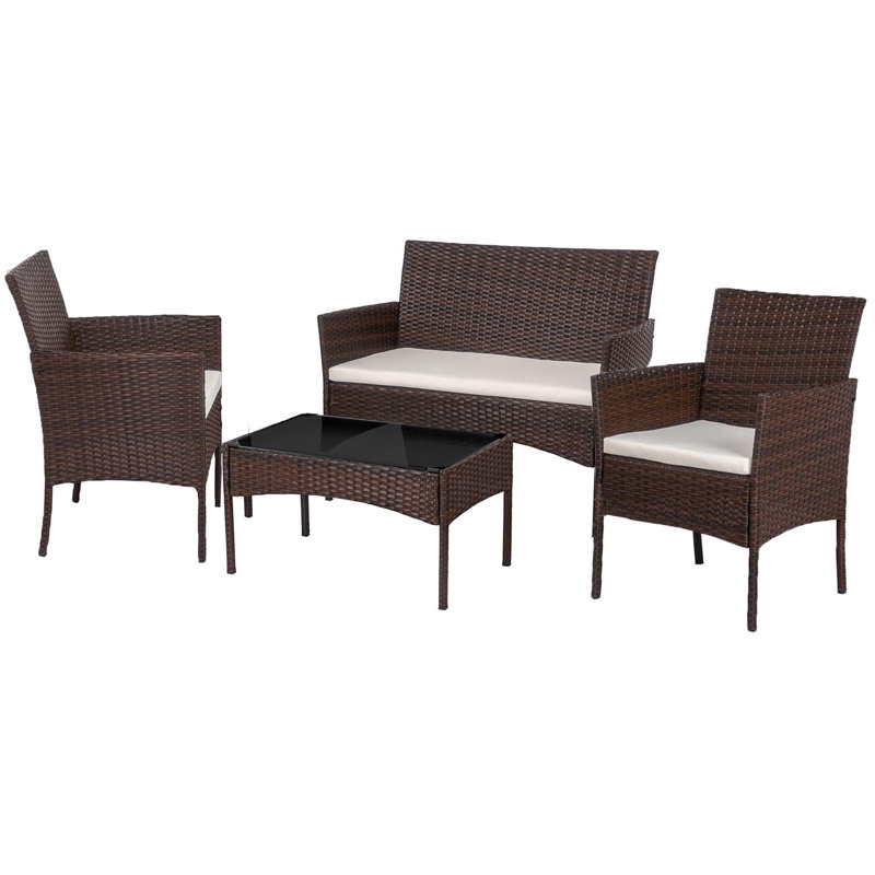 Red Barrel Studio® Patio Furniture Set 4 Pieces Outdoor Rattan Chair